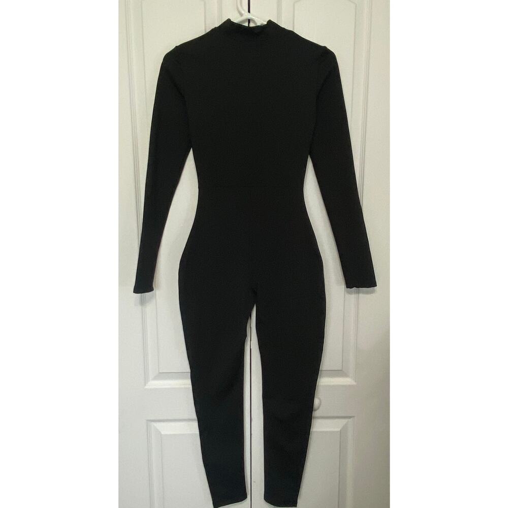 Black Long‑Sleeve Active Jumpsuit • Half‑Zip • Fitted One‑Piece • Size Medium - Picture 8 of 9